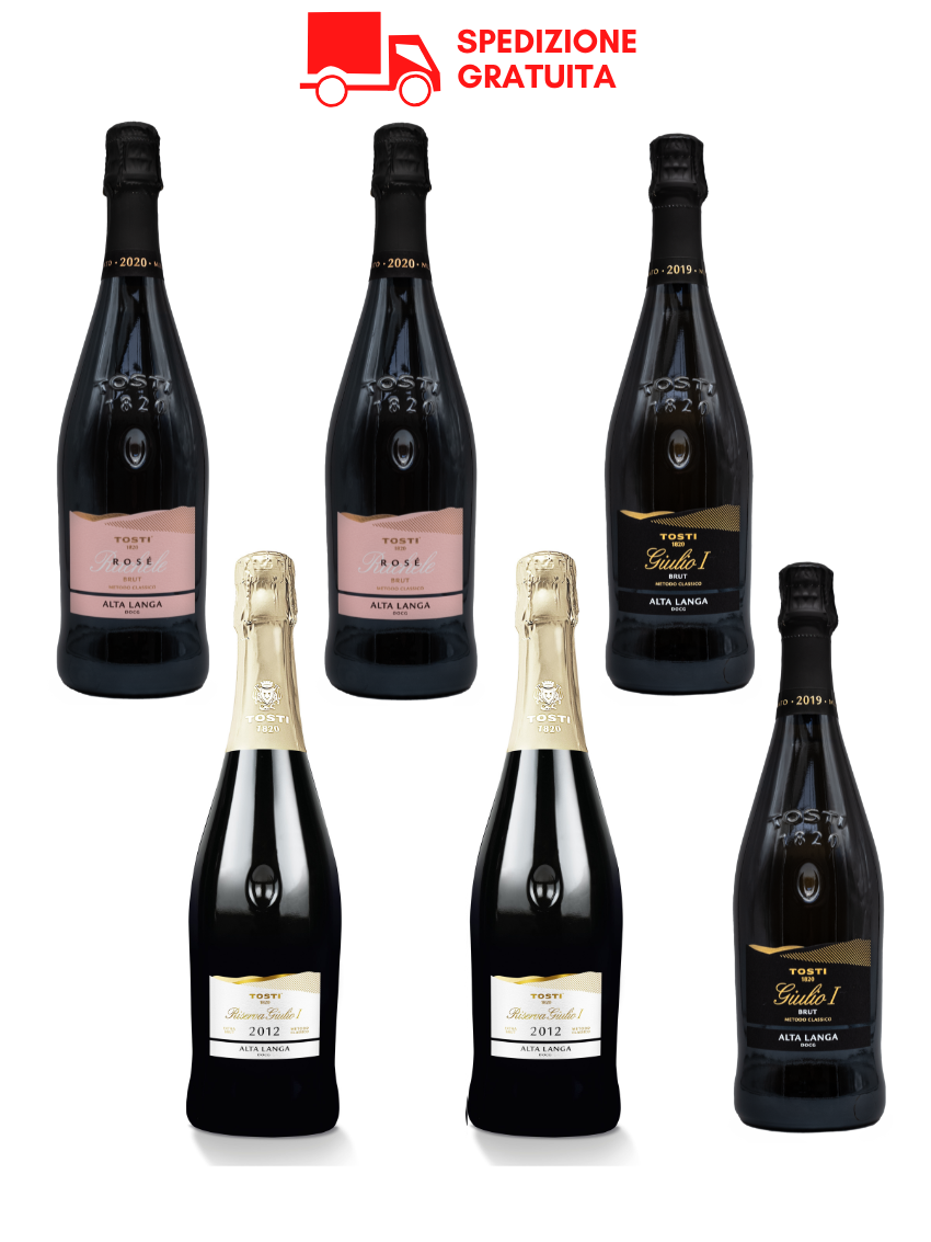 Box 6 bottiglie selezione Tosti1820 Alta Langa DOCG: 2019; Riserva 2012; Rosé 2020