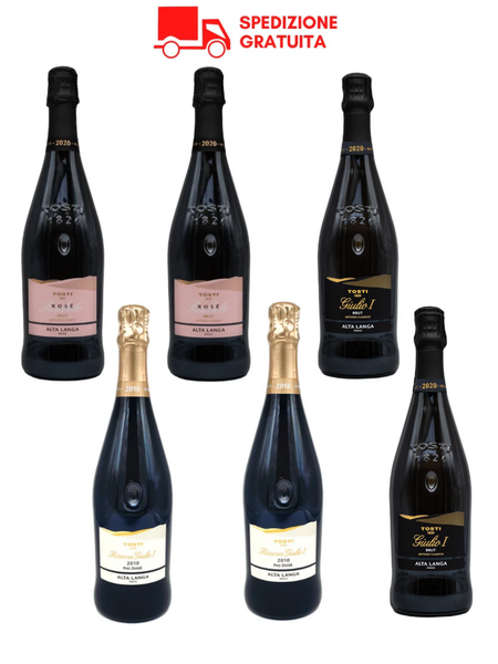 Box 6 bottiglie selezione Tosti1820 Alta Langa DOCG: 2020; Riserva 2010; Rosé 2020